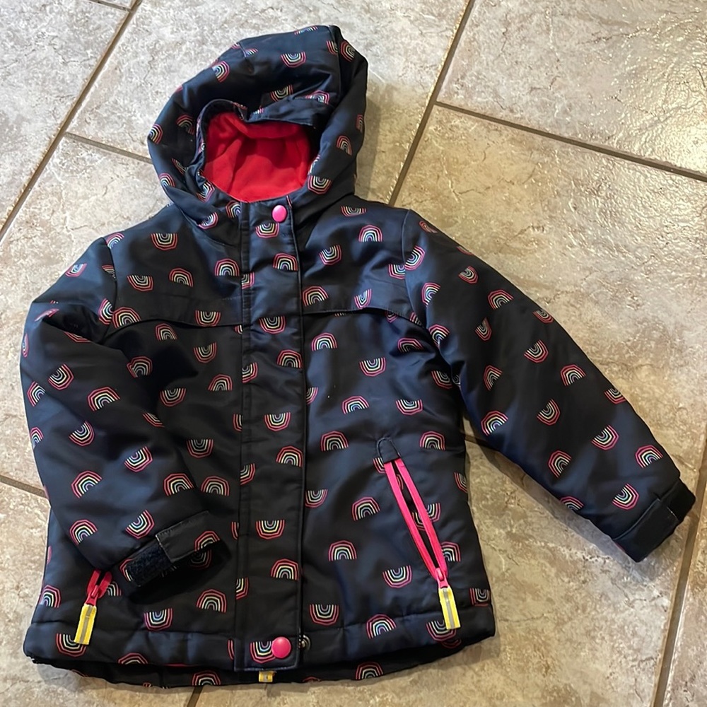 3 in 1 Jacket. Cat and Jack winter coat in Black with rainbow.